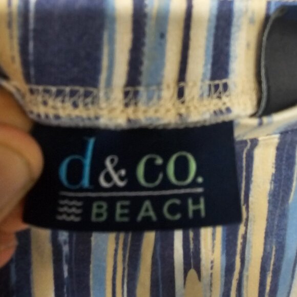 D & Co Blue Striped Beach Pants Wide Leg Boho 1XLT - Picture 6 of 9